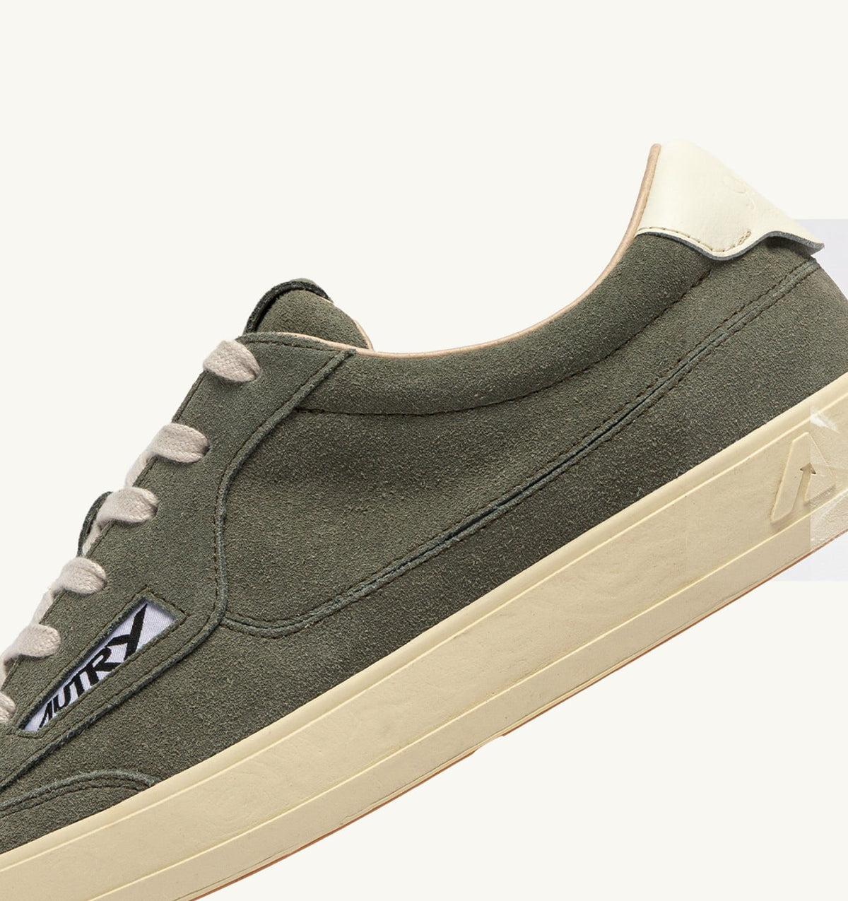 Man WINDSCAPE LOW SNEAKERS IN SMOKED GREEN AND MARSHMALLOW SUEDE