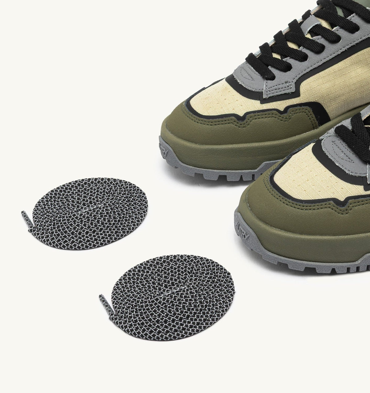Man WILDPACE LOW SNEAKERS IN RIPSTOP NYLON AND LEATHER COLOR CASTLE WALL AND TITANIUM