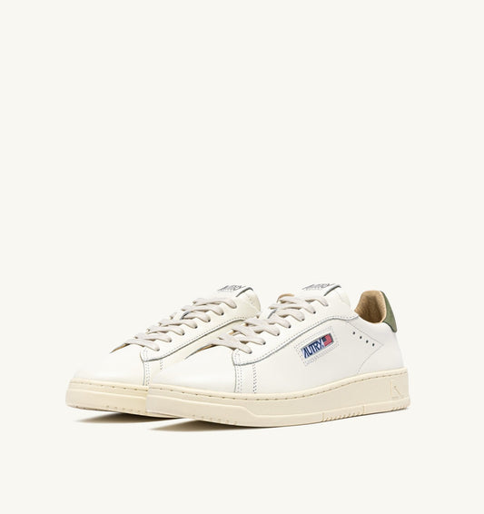 Man DALLAS LOW SNEAKERS IN LODEN GREEN AND MARSHMALLOW LEATHER