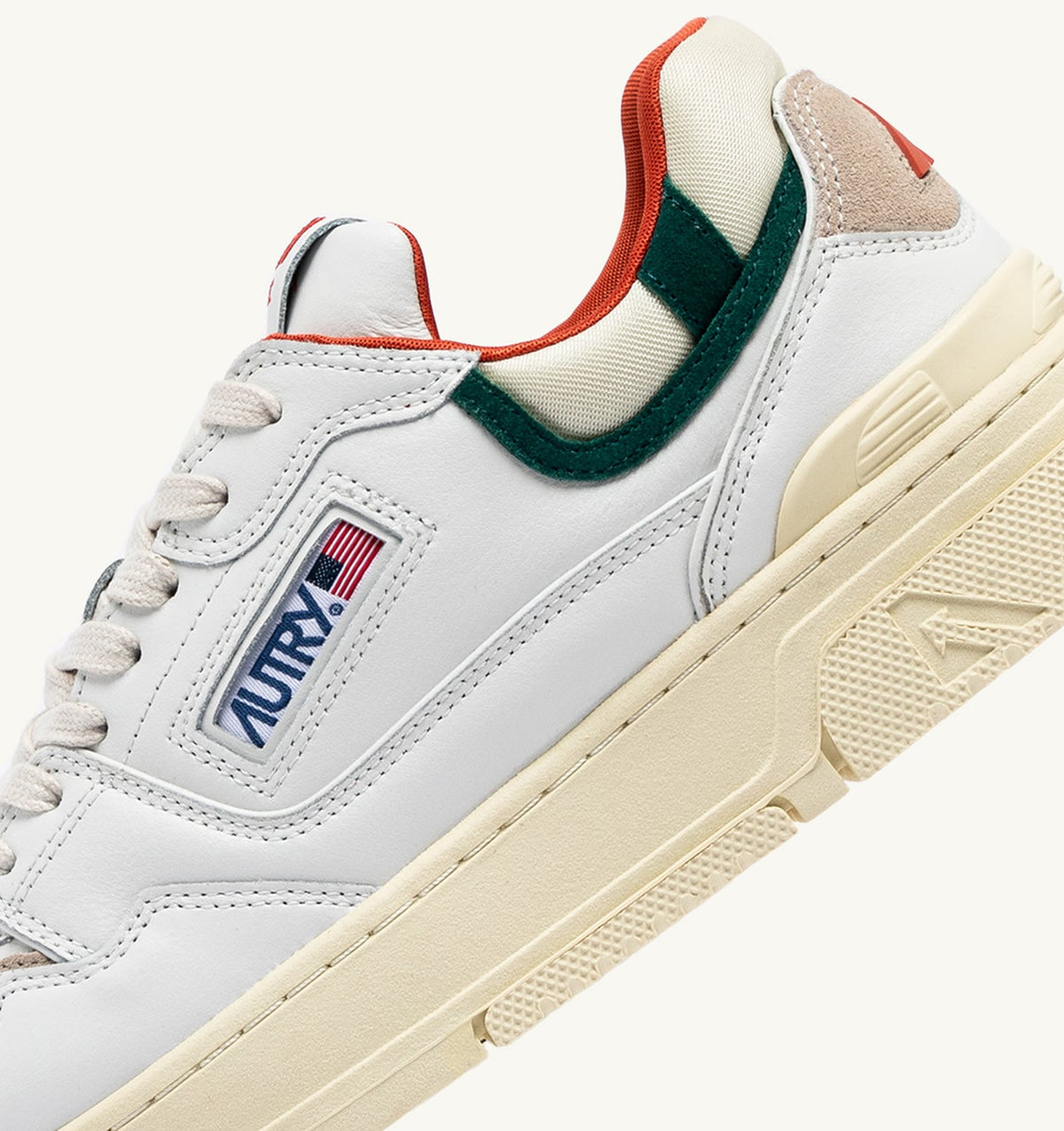 Man CLC LOW SNEAKERS IN WHITE LEATHER AND FOREST SUEDE