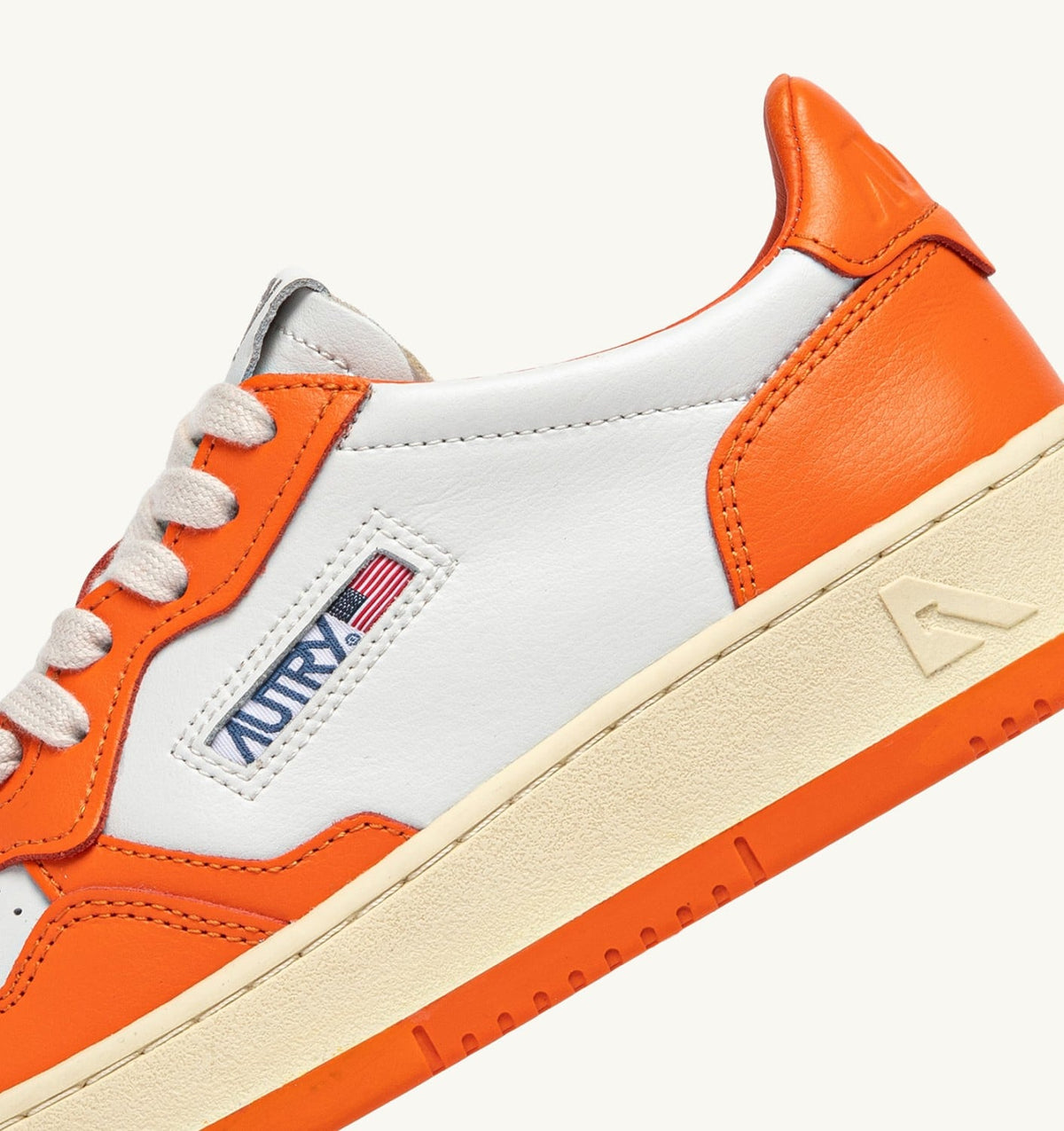 Man MEDALIST LOW BICOLOR SNEAKERS IN WHITE AND PARSIMMON ORANGE LEATHER