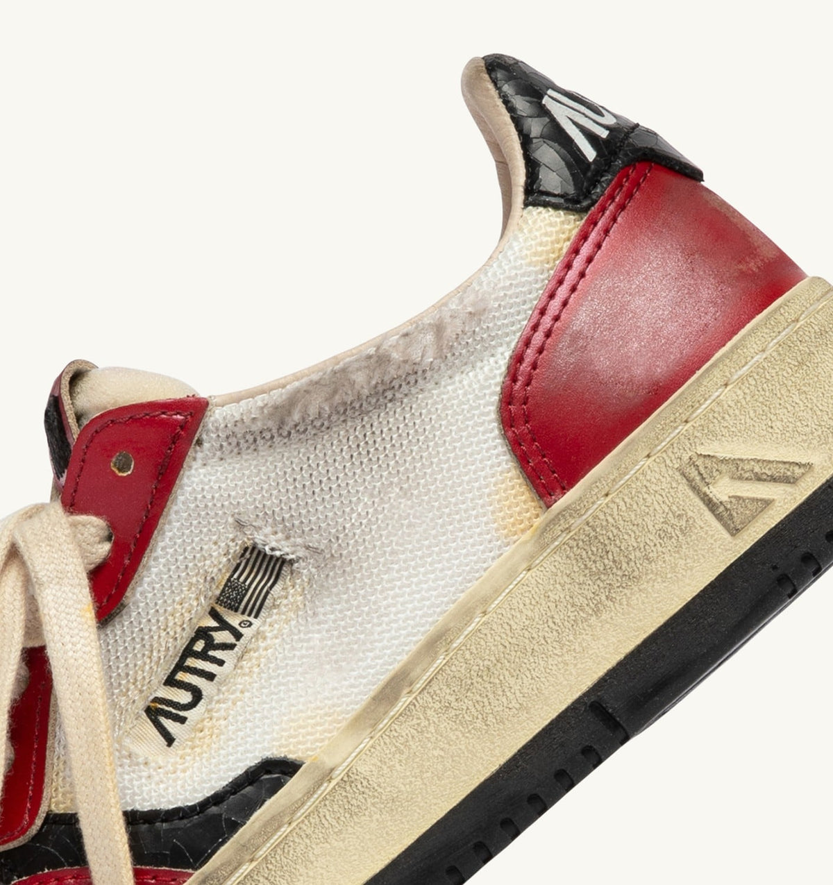 Man MEDALIST LOW SUPER VINTAGE SNEAKERS IN RED LEATHER AND WHITE MESH