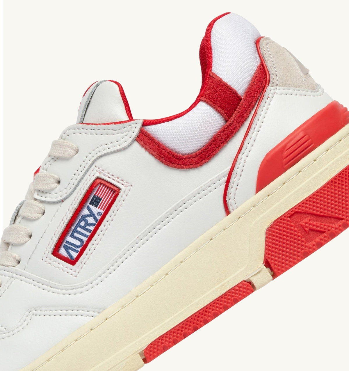 Woman SNEAKERS CLC LOW IN WHITE LEATHER AND RED VIRGIN