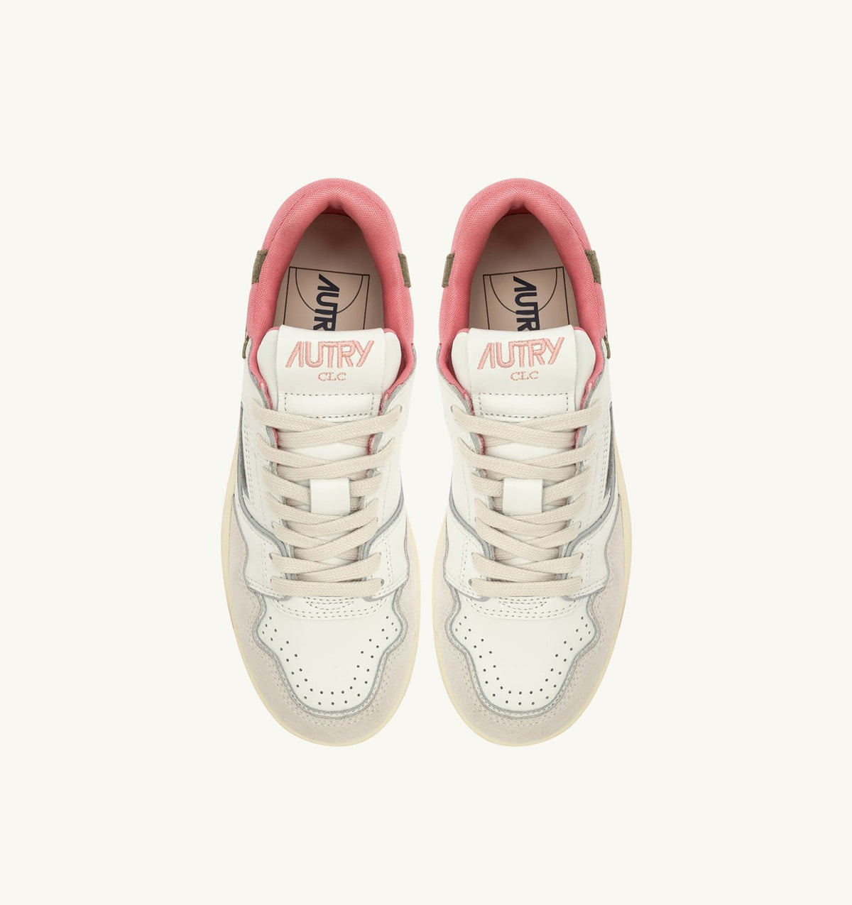 Woman CLC LOW SNEAKERS IN WHITE AND GERANIUM LEATHER SUEDE