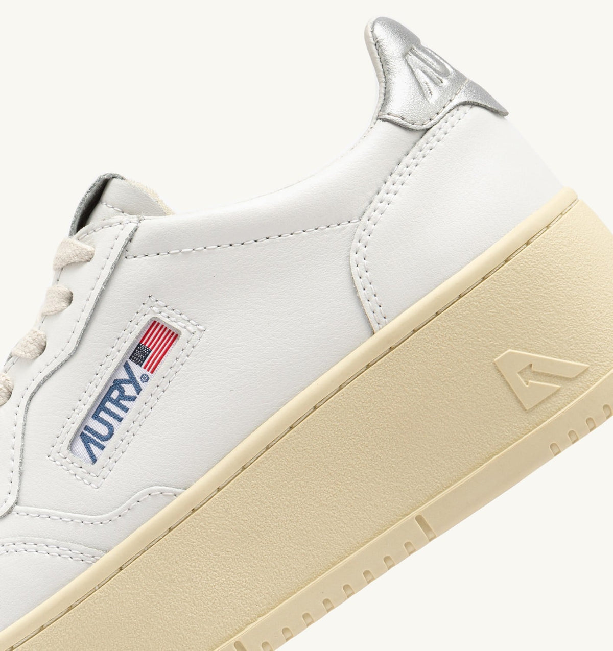 Woman MEDALIST PLATFORM SNEAKERS IN WHITE AND METALIZED SILVER LEATHER