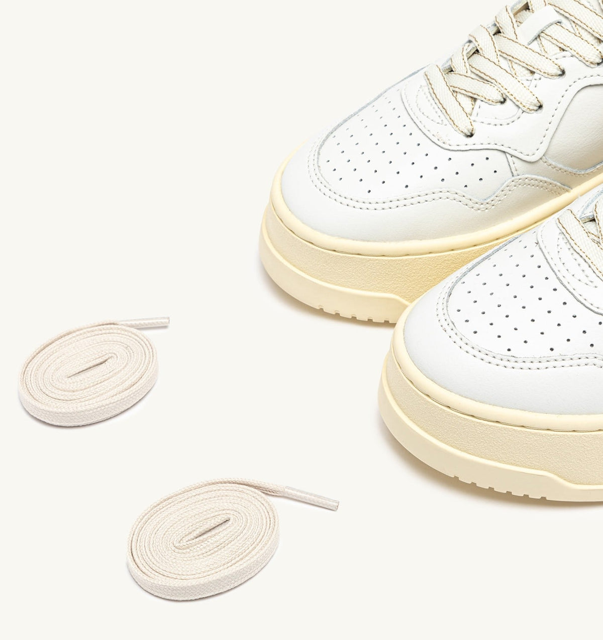 Woman MEDALIST PLATFORM SNEAKERS IN LEATHER COLOR WHITE AND LEOPARD