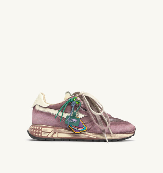 Woman REELWIND SUPER VINTAGE SNEAKERS IN WINDSOR WINE AND WHITE SUEDE AND NYLON
