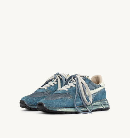 Woman REELWIND SUPER VINTAGE SNEAKERS IN MALLARD BLUE AND WHITE SUEDE AND NYLON