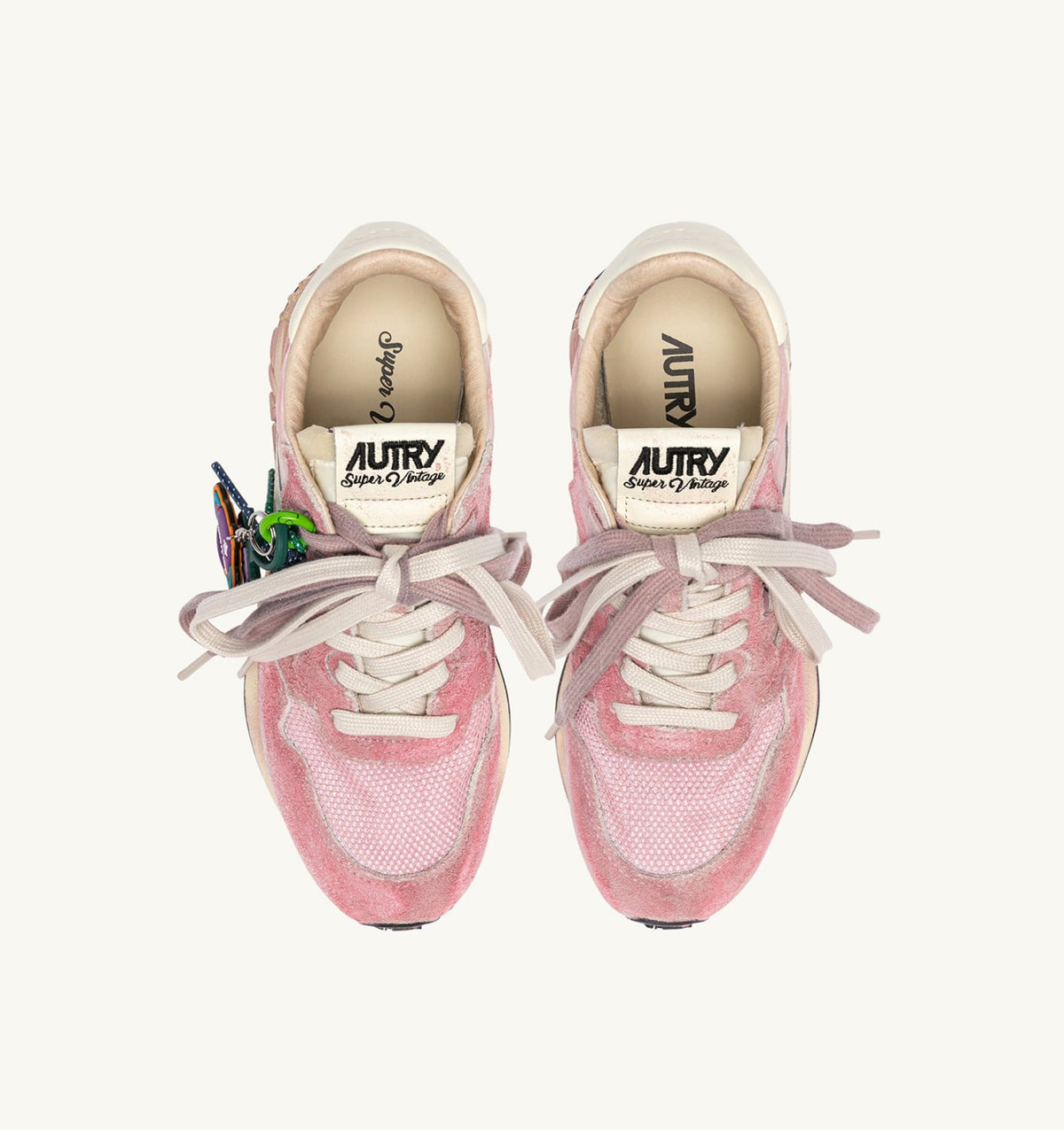 Woman REELWIND SUPER VINTAGE SNEAKERS IN WHITE AND PINK SUEDE AND NYLON