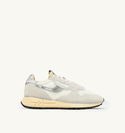 Woman REELWIND SUPER VINTAGE SNEAKERS IN WHITE AND SILVER SUEDE AND NYLON