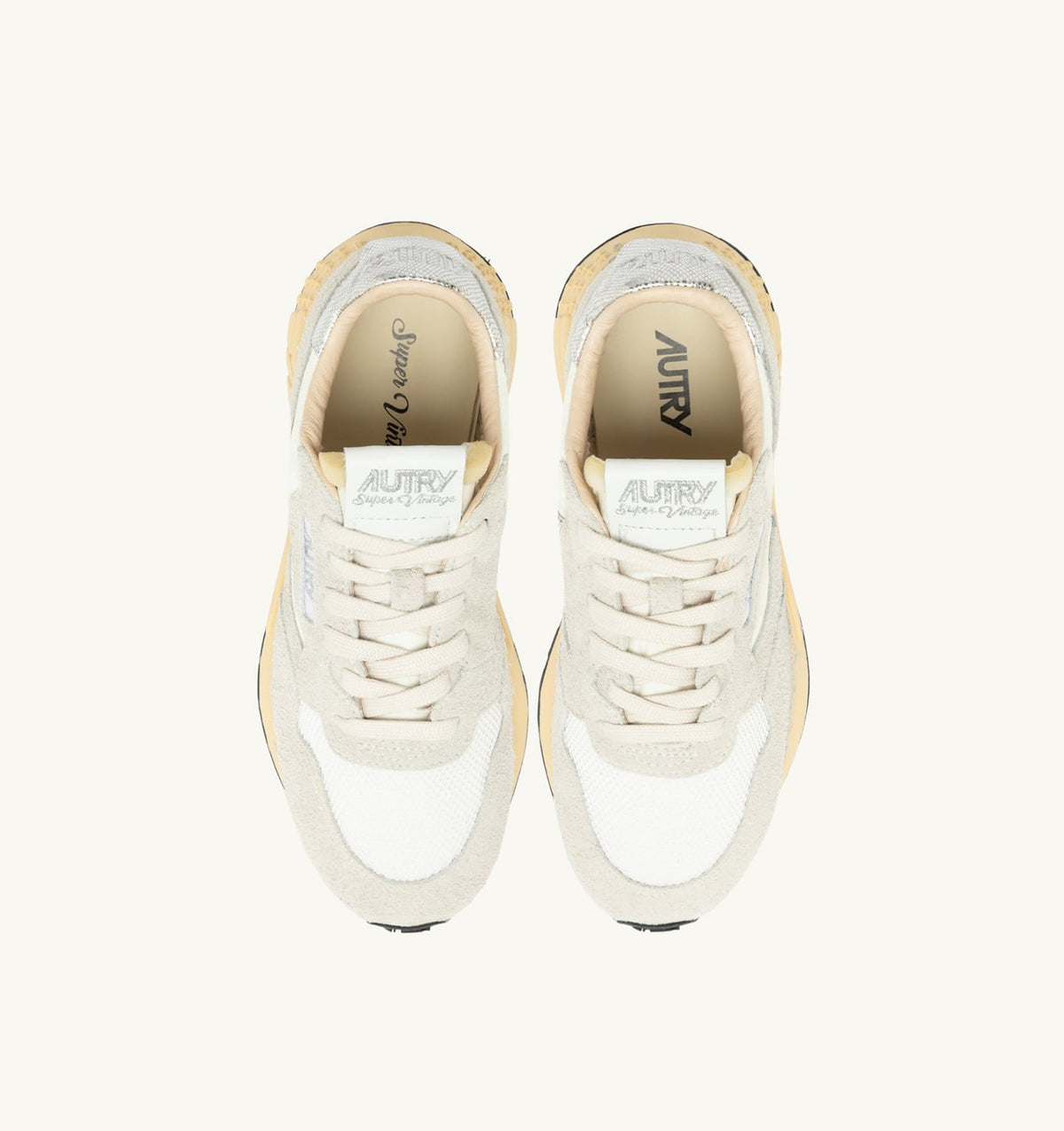 Woman REELWIND SUPER VINTAGE SNEAKERS IN WHITE AND SILVER SUEDE AND NYLON