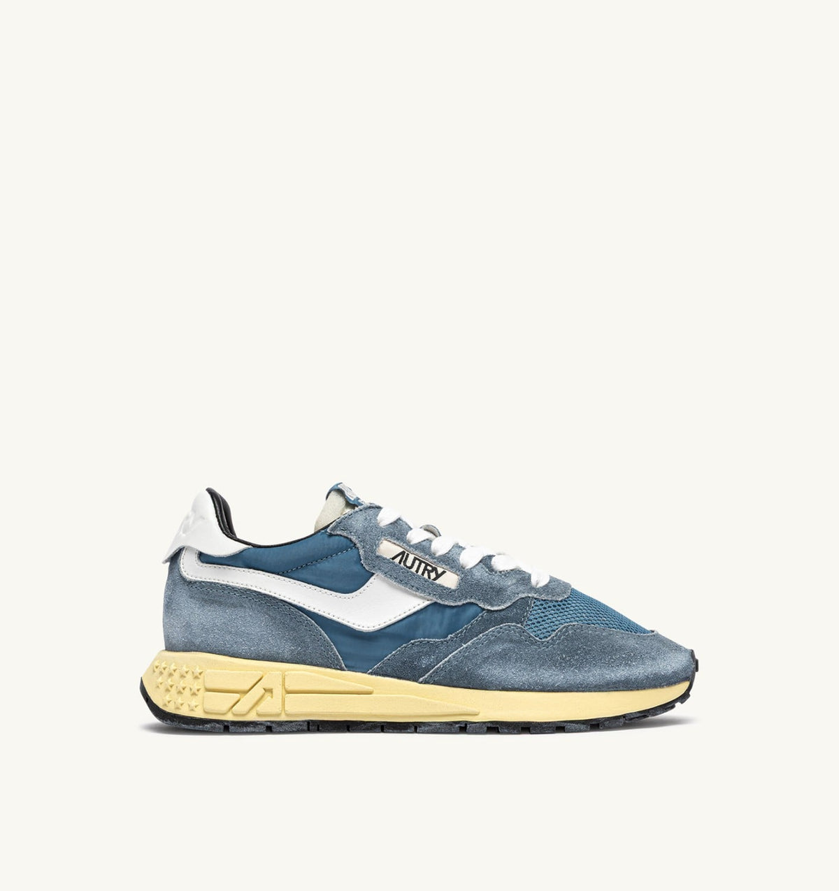 Woman REELWIND LOW SNEAKERS IN WHITE AND SKY SUGAR NYLON AND SUEDE