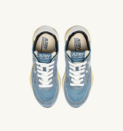 Woman REELWIND LOW SNEAKERS IN WHITE AND SKY SUGAR NYLON AND SUEDE