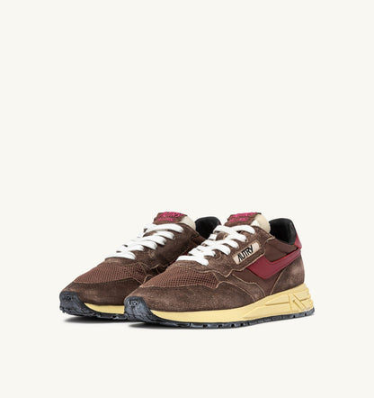 Woman REELWIND LOW SNEAKERS IN COFFEE SUGAR AND DEEP CLARET NYLON AND SUEDE