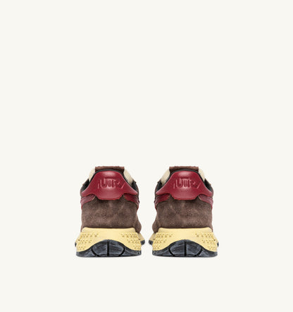 Woman REELWIND LOW SNEAKERS IN COFFEE SUGAR AND DEEP CLARET NYLON AND SUEDE