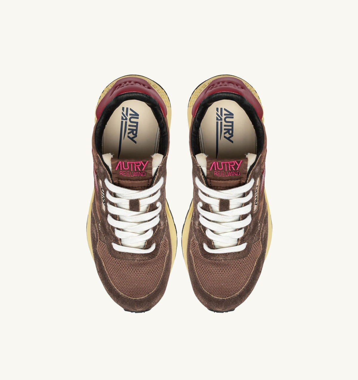 Woman REELWIND LOW SNEAKERS IN COFFEE SUGAR AND DEEP CLARET NYLON AND SUEDE