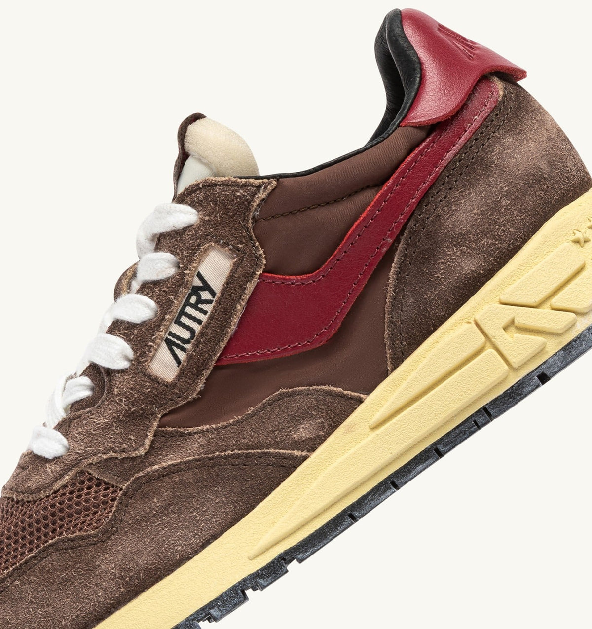 Woman REELWIND LOW SNEAKERS IN COFFEE SUGAR AND DEEP CLARET NYLON AND SUEDE
