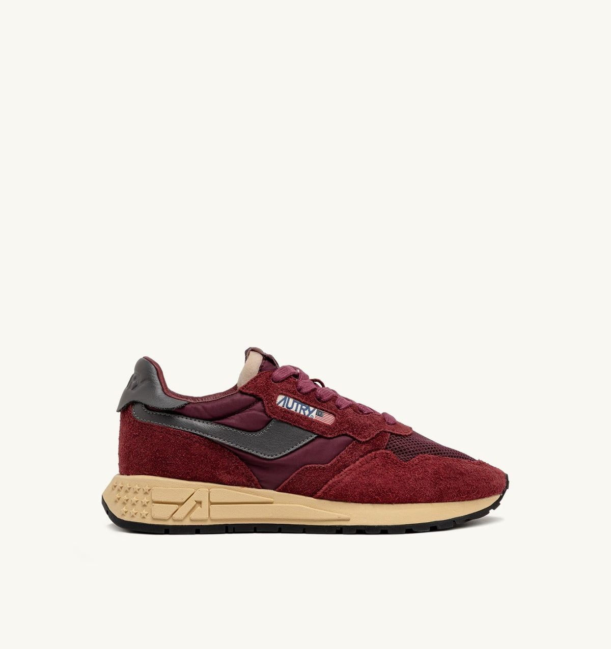 Woman REELWIND LOW SNEAKERS IN NYLON SUEDE AND LEATHER COLOR ROUNGE AND CORDOVAN