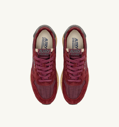Woman REELWIND LOW SNEAKERS IN NYLON SUEDE AND LEATHER COLOR ROUNGE AND CORDOVAN