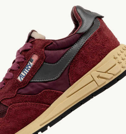 Woman REELWIND LOW SNEAKERS IN NYLON SUEDE AND LEATHER COLOR ROUNGE AND CORDOVAN