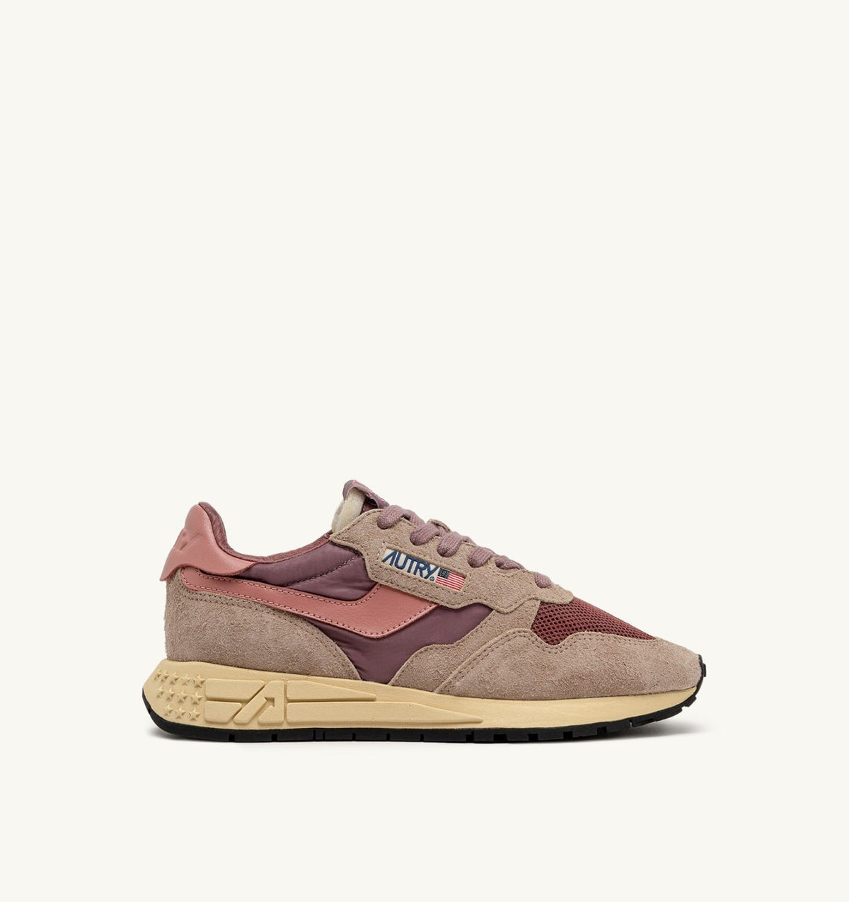 Woman REELWIND LOW SNEAKERS IN NYLON SUEDE AND LEATHER COLOR ROSE AND DESERT SAND