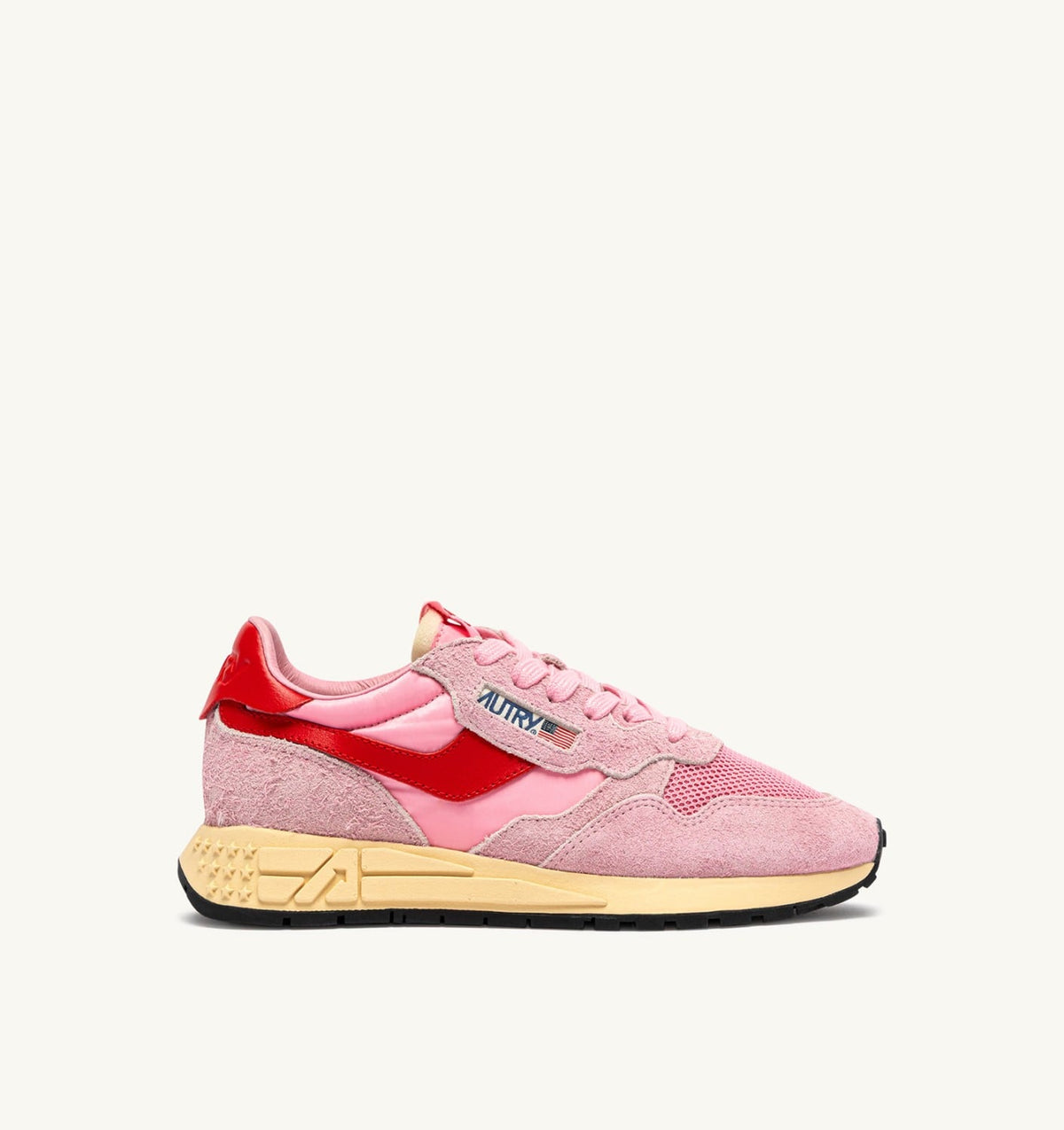 Woman REELWIND LOW SNEAKERS IN PINK CHERUB AND FLAME SCARLET NYLON AND SUEDE