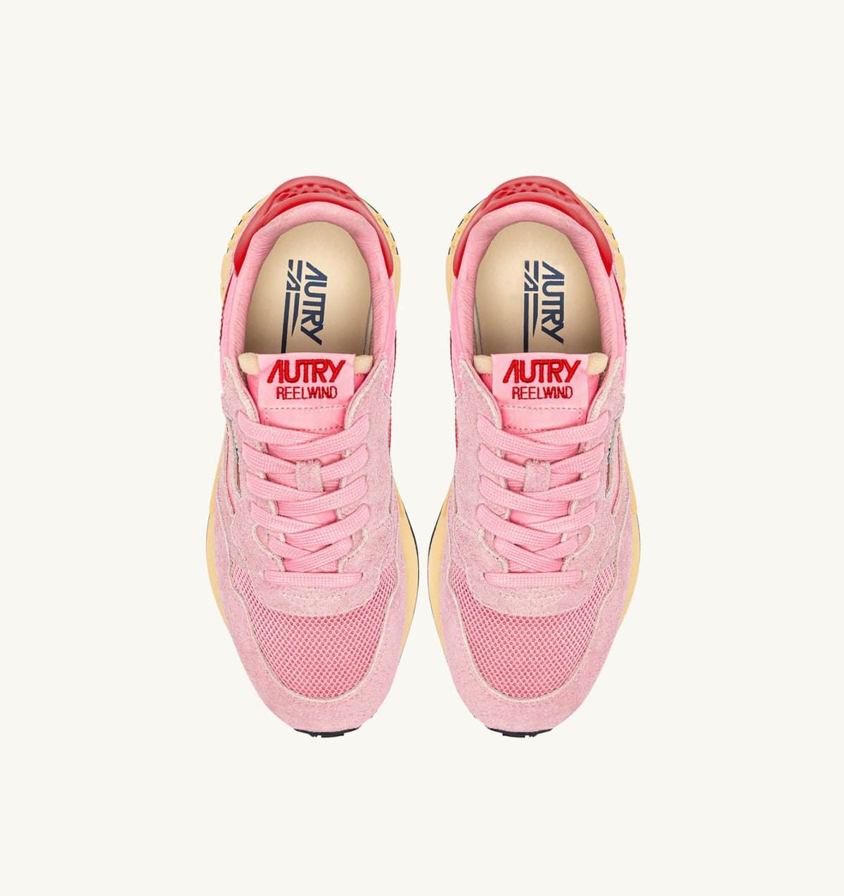 Woman REELWIND LOW SNEAKERS IN PINK CHERUB AND FLAME SCARLET NYLON AND SUEDE
