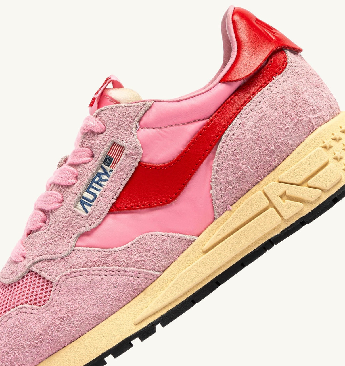 Woman REELWIND LOW SNEAKERS IN PINK CHERUB AND FLAME SCARLET NYLON AND SUEDE