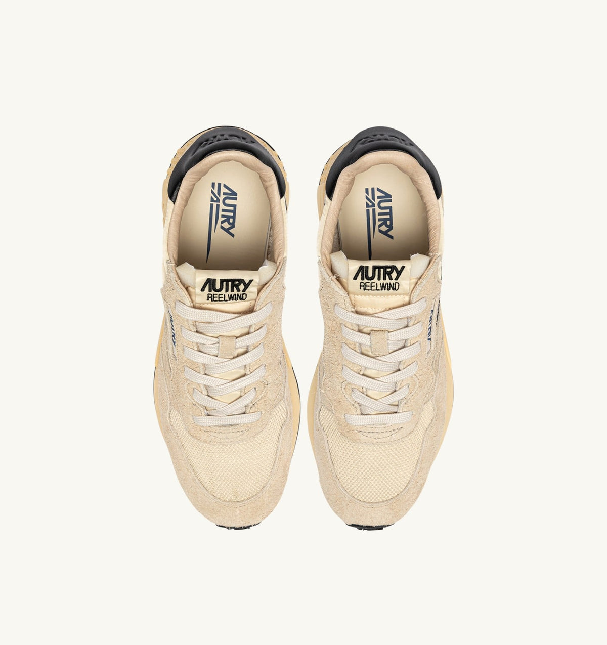 Woman REELWIND LOW SNEAKERS IN ECRU AND BLACK NYLON AND SUEDE