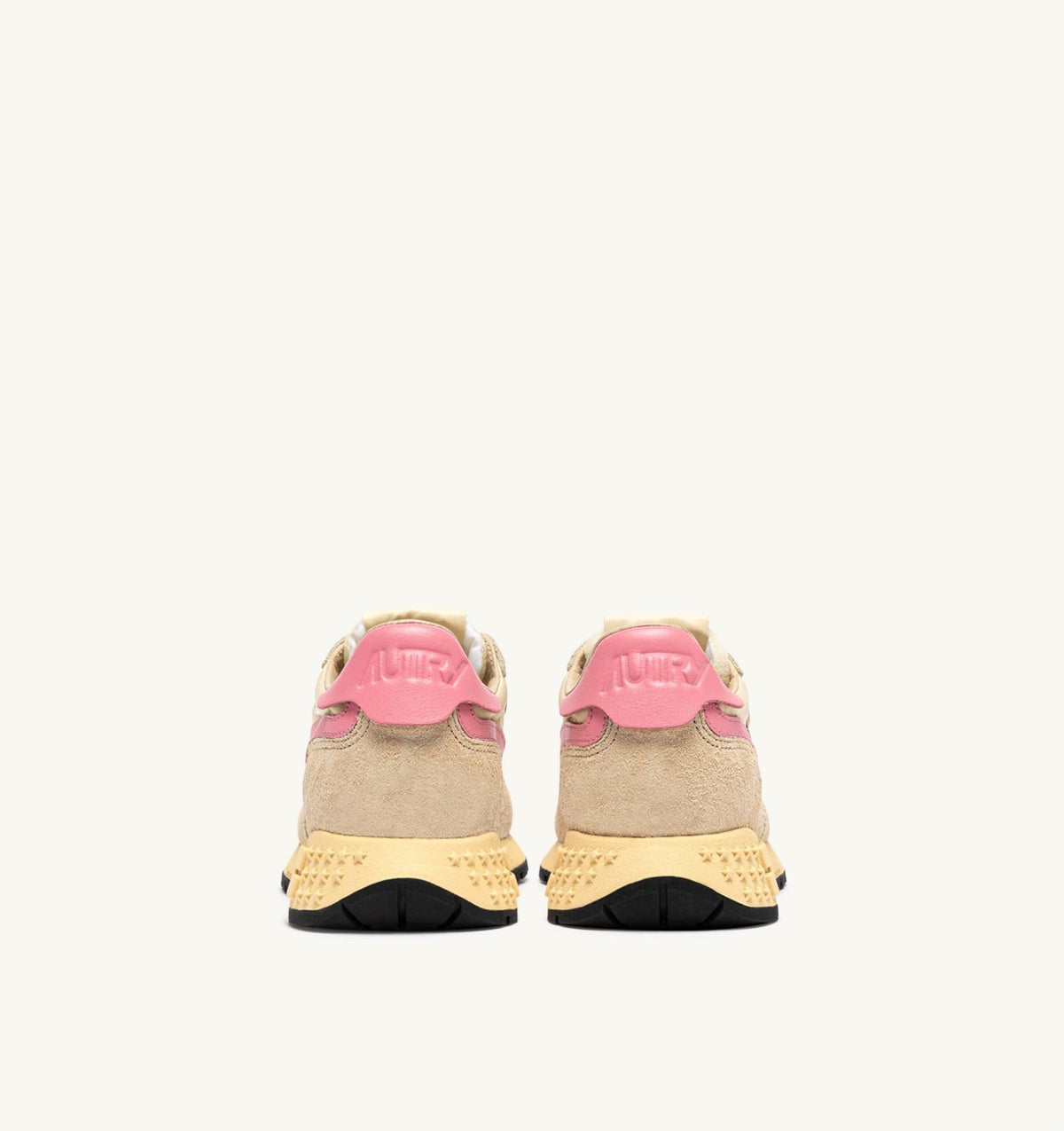 Woman REELWIND LOW SNEAKERS IN ECRU AND GERANIUM PINK NYLON AND SUEDE