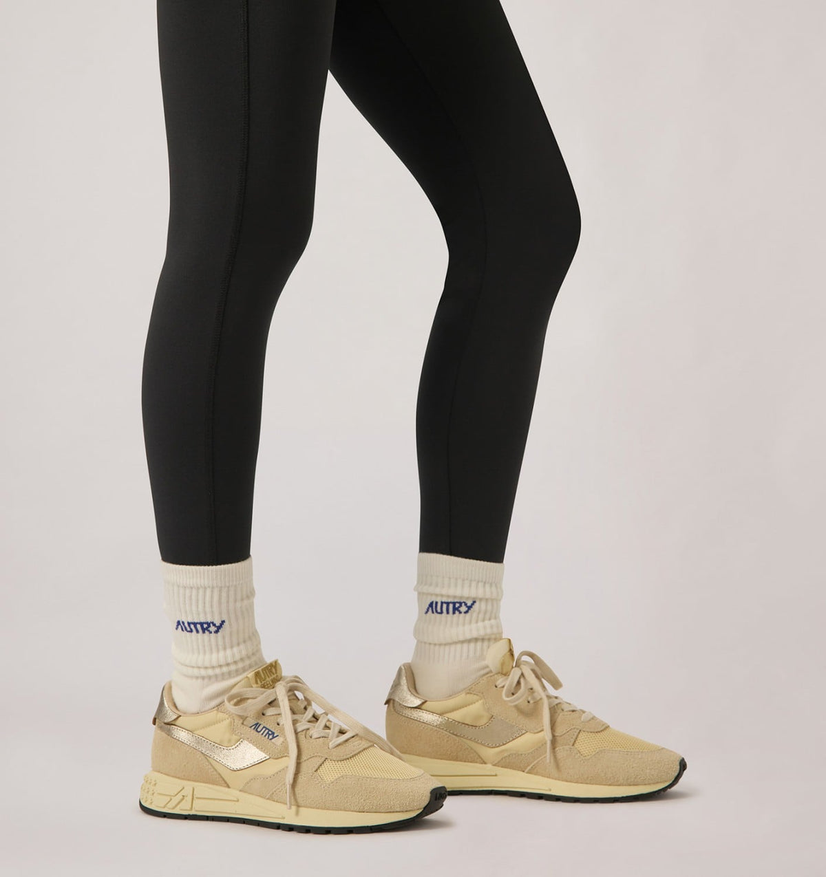 Woman REELWIND LOW SNEAKERS IN ECRU AND PLATINUM NYLON AND SUEDE