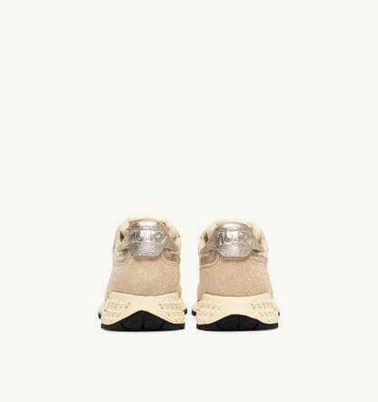 Woman REELWIND LOW SNEAKERS IN ECRU AND PLATINUM NYLON AND SUEDE