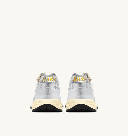 Woman REELWIND SNEAKERS IN SILVER-TONE NYLON AND METALIZED LEATHER
