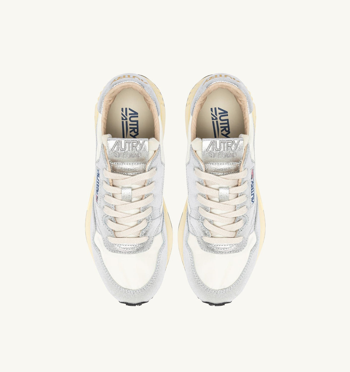 Woman REELWIND SNEAKERS IN SILVER-TONE NYLON AND METALIZED LEATHER