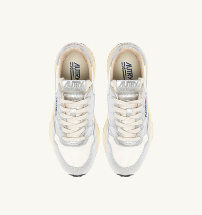 Woman REELWIND SNEAKERS IN SILVER-TONE NYLON AND METALIZED LEATHER
