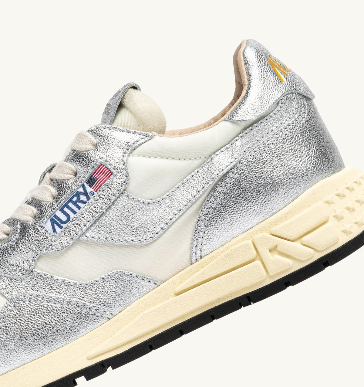 Woman REELWIND SNEAKERS IN SILVER-TONE NYLON AND METALIZED LEATHER