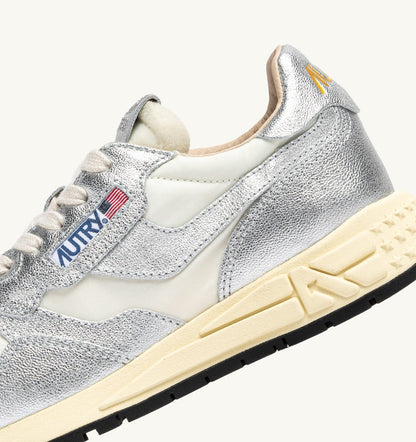 Woman REELWIND SNEAKERS IN SILVER-TONE NYLON AND METALIZED LEATHER