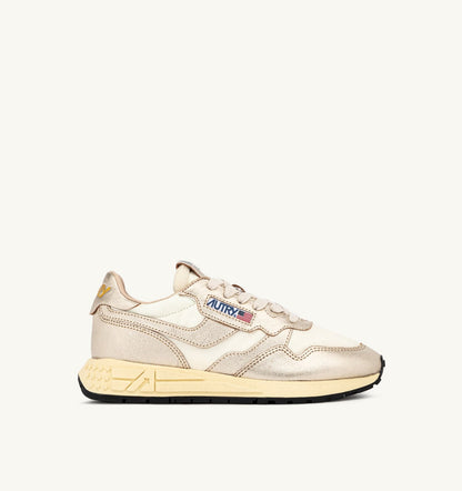 Woman REELWIND SNEAKERS IN GOLD- TONE NYLON AND METALIZED LEATHER
