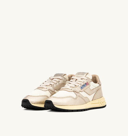 Woman REELWIND SNEAKERS IN GOLD- TONE NYLON AND METALIZED LEATHER