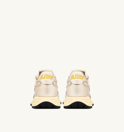 Woman REELWIND SNEAKERS IN GOLD- TONE NYLON AND METALIZED LEATHER