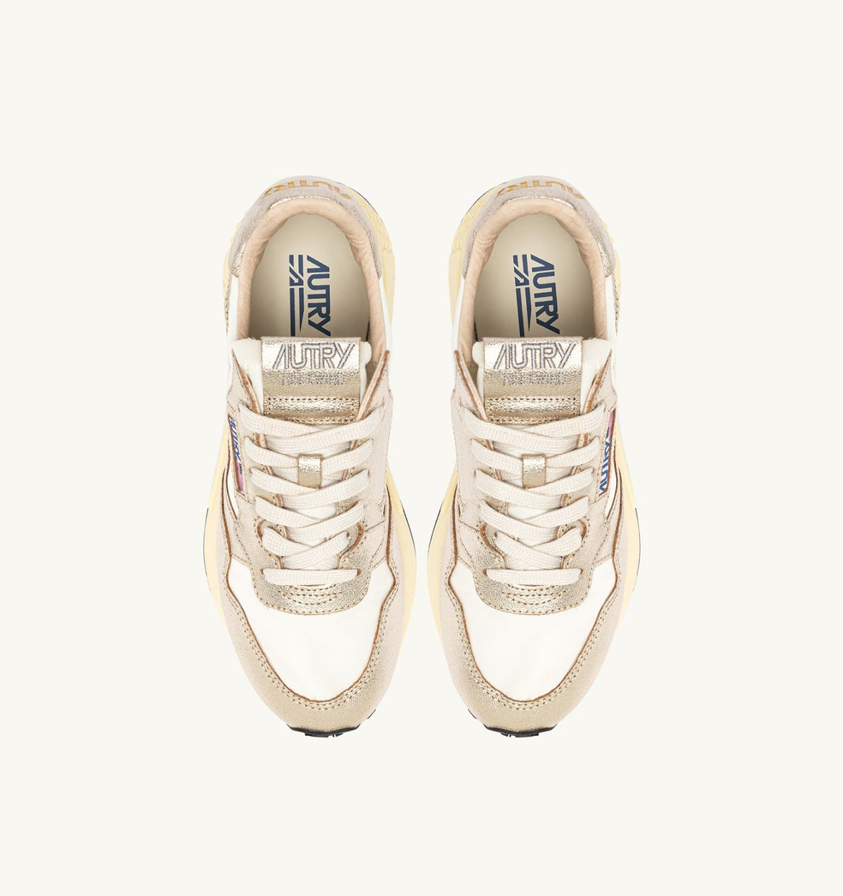 Woman REELWIND SNEAKERS IN GOLD- TONE NYLON AND METALIZED LEATHER