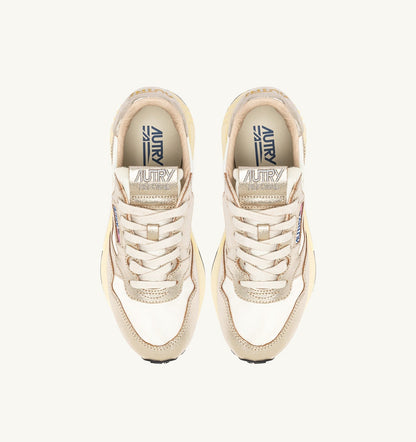 Woman REELWIND SNEAKERS IN GOLD- TONE NYLON AND METALIZED LEATHER