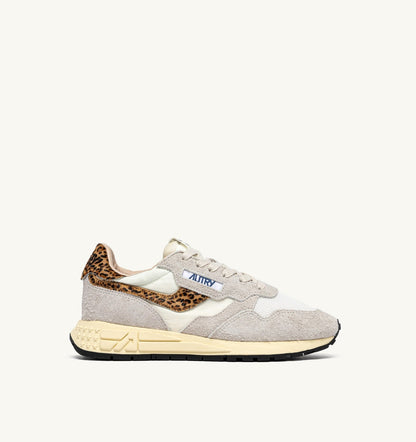 Woman REELWIND LOW SNEAKERS IN NYLON AND SUEDE COLOR WHITE AND LEOPARD
