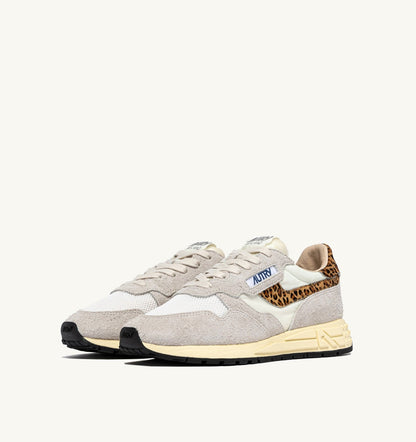 Woman REELWIND LOW SNEAKERS IN NYLON AND SUEDE COLOR WHITE AND LEOPARD