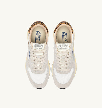 Woman REELWIND LOW SNEAKERS IN NYLON AND SUEDE COLOR WHITE AND LEOPARD