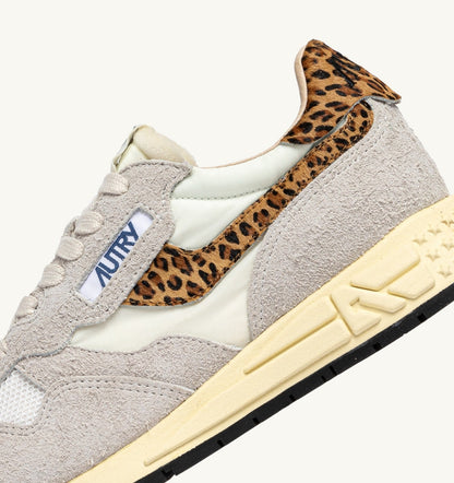 Woman REELWIND LOW SNEAKERS IN NYLON AND SUEDE COLOR WHITE AND LEOPARD