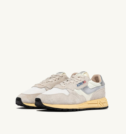 Woman REELWIND SNEAKERS IN WHITE AND SILVER NYLON AND SUEDE