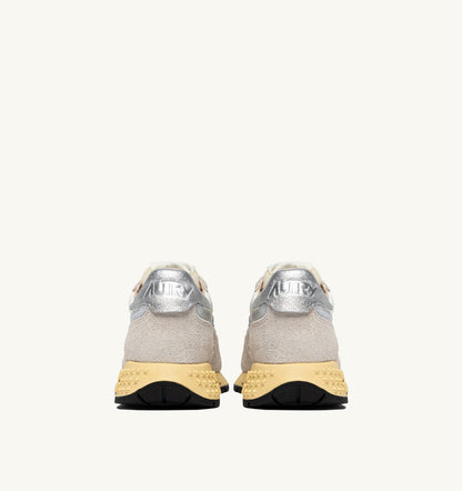 Woman REELWIND SNEAKERS IN WHITE AND SILVER NYLON AND SUEDE