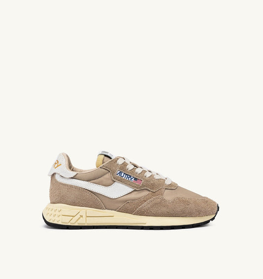 Woman REELWIND LOW SNEAKERS IN PEPPER AND WHITE NYLON AND SUEDE