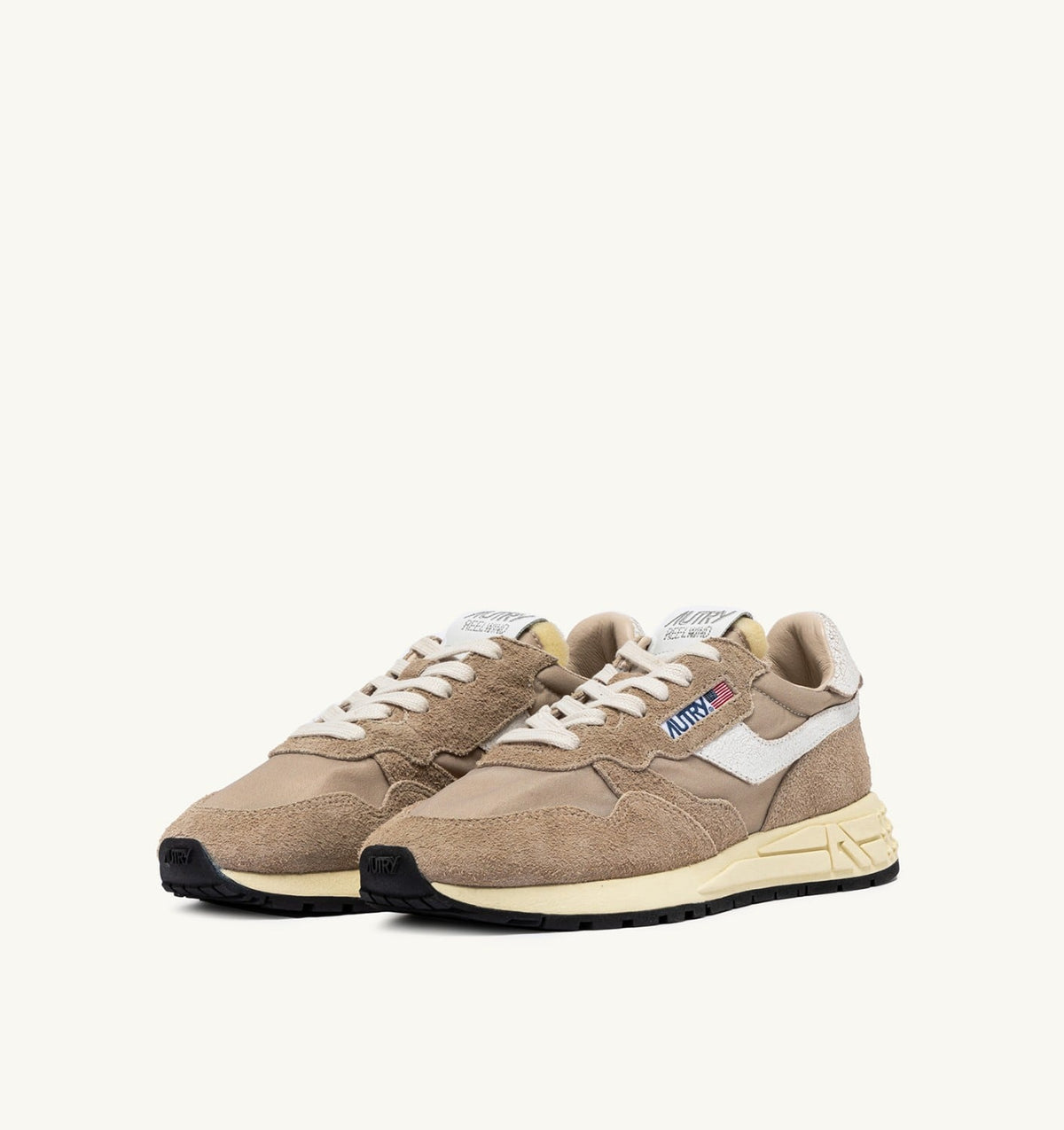 Woman REELWIND LOW SNEAKERS IN PEPPER AND WHITE NYLON AND SUEDE